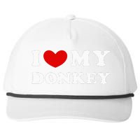 I Love My Donkey I Heart My Donkey Snapback Five-Panel Rope Hat