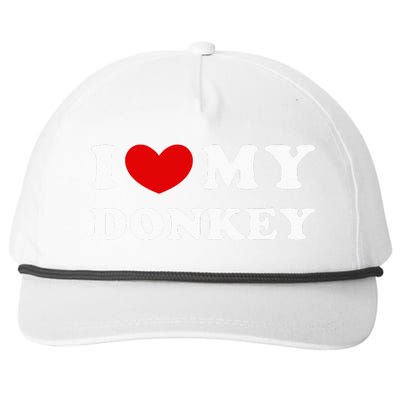 I Love My Donkey I Heart My Donkey Snapback Five-Panel Rope Hat