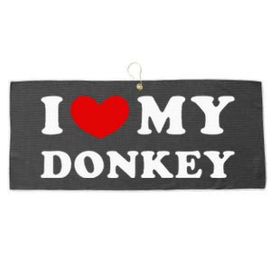 I Love My Donkey I Heart My Donkey Large Microfiber Waffle Golf Towel