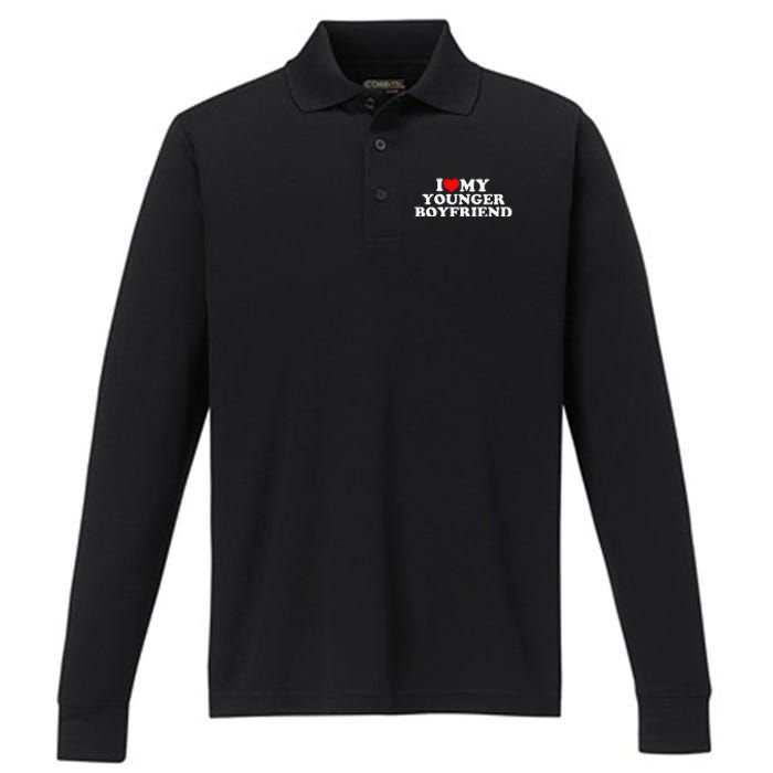 I Love My Younger Boyfriend Performance Long Sleeve Polo