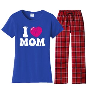 I Love My Mom Valentine's Day Mother's Day For Mother Mommy Gift Women's Flannel Pajama Set