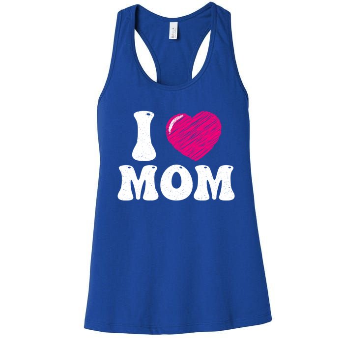 I Love My Mom Valentine's Day Mother's Day For Mother Mommy Gift Women's Racerback Tank