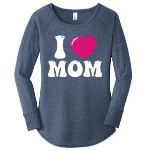 I Love My Mom Valentine's Day Mother's Day For Mother Mommy Gift Women's Perfect Tri Tunic Long Sleeve Shirt