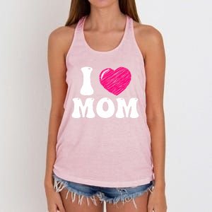 I Love My Mom Valentine's Day Mother's Day For Mother Mommy Gift Women's Knotted Racerback Tank