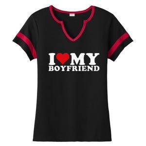 I Love My Boyfriend Bf I Heart My Boyfriend BF Ladies Halftime Notch Neck Tee