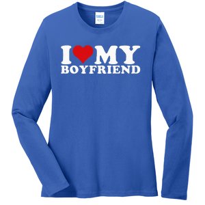 I Love My Boyfriend Bf I Heart My Boyfriend BF Ladies Long Sleeve Shirt