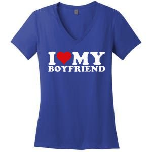 I Love My Boyfriend Bf I Heart My Boyfriend BF Women's V-Neck T-Shirt