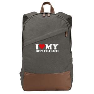 I Love My Boyfriend Bf I Heart My Boyfriend BF Cotton Canvas Backpack