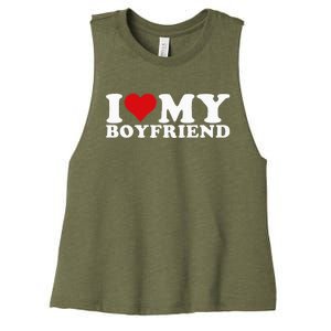 I Love My Boyfriend Bf I Heart My Boyfriend BF Women's Racerback Cropped Tank