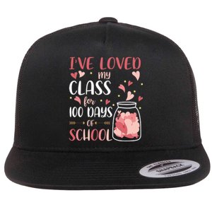 I've Loved My Class For 100 Days Of School Valentines Flat Bill Trucker Hat