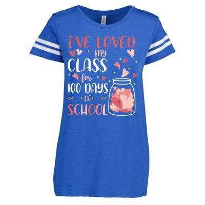 I've Loved My Class For 100 Days Of School Valentines Enza Ladies Jersey Football T-Shirt