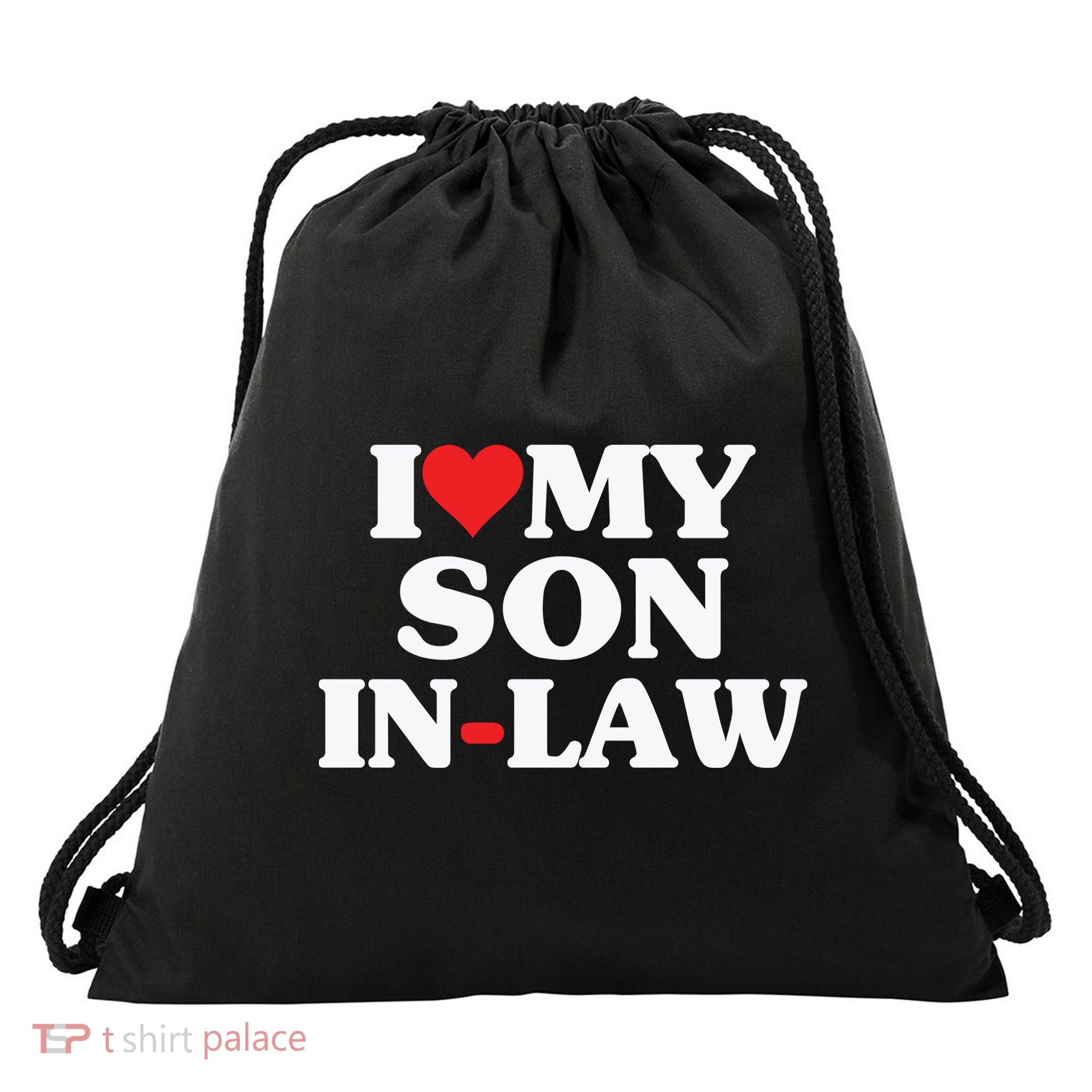I Love My Son In Law Heart Funny Drawstring Bag