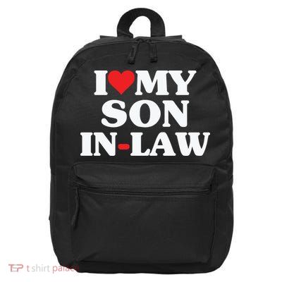 I Love My Son In Law Heart Funny 16 in Basic Backpack