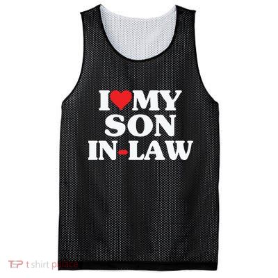I Love My Son In Law Heart Funny Mesh Reversible Basketball Jersey Tank