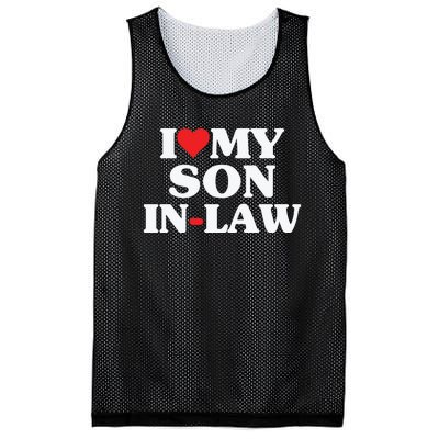 I Love My Son In Law Heart Funny Mesh Reversible Basketball Jersey Tank