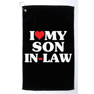I Love My Son In Law Heart Funny Golf Towel