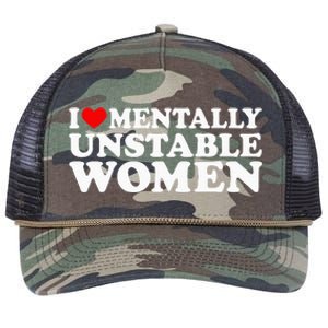 I Love Mentally Unstable Women I Heart Unstable Women Retro Rope Trucker Hat Cap