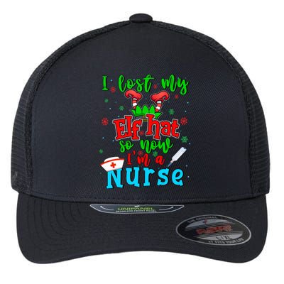 I Lost My Elf Hat So Now Im A Nurse Funny Christmas Elf Funny Gift Flexfit Unipanel Trucker Cap