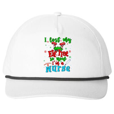 I Lost My Elf Hat So Now Im A Nurse Funny Christmas Elf Funny Gift Snapback Five-Panel Rope Hat