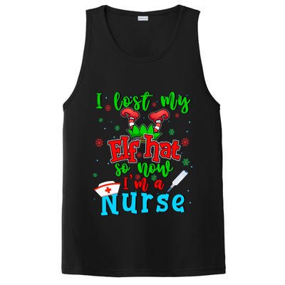 I Lost My Elf Hat So Now Im A Nurse Funny Christmas Elf Funny Gift PosiCharge Competitor Tank
