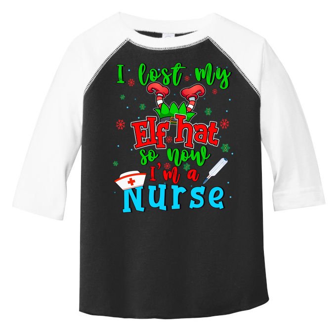 I Lost My Elf Hat So Now Im A Nurse Funny Christmas Elf Funny Gift Toddler Fine Jersey T-Shirt