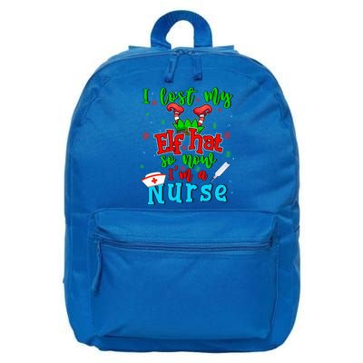 I Lost My Elf Hat So Now Im A Nurse Funny Christmas Elf Funny Gift 16 in Basic Backpack