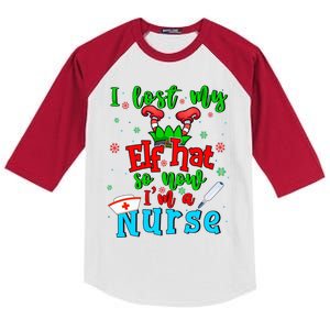 I Lost My Elf Hat So Now Im A Nurse Funny Christmas Elf Funny Gift Kids Colorblock Raglan Jersey