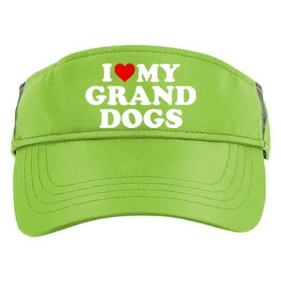 I Love My Grand Dogs Gift Red Heart Great Gift Adult Drive Performance Visor