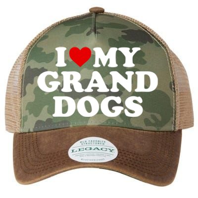 I Love My Grand Dogs Gift Red Heart Great Gift Legacy Tie Dye Trucker Hat