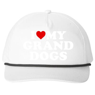 I Love My Grand Dogs Gift Red Heart Great Gift Snapback Five-Panel Rope Hat