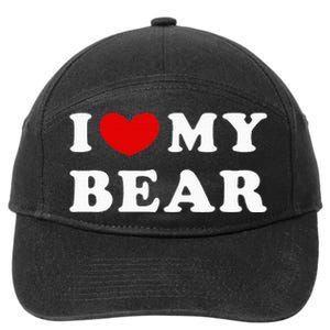 I Love My Bear I Heart My Bear 7-Panel Snapback Hat