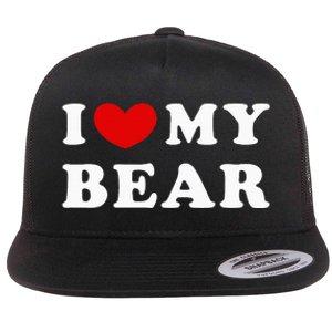 I Love My Bear I Heart My Bear Flat Bill Trucker Hat