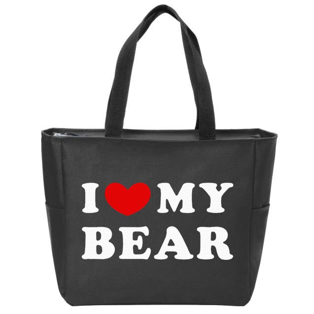 I Love My Bear I Heart My Bear Zip Tote Bag