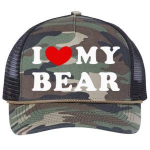 I Love My Bear I Heart My Bear Retro Rope Trucker Hat Cap