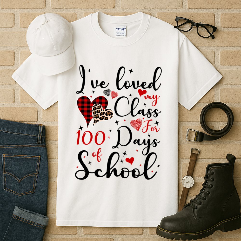 I've Loved My Class For 100 Days Of School Valentine Hearts Tall T-Shirt