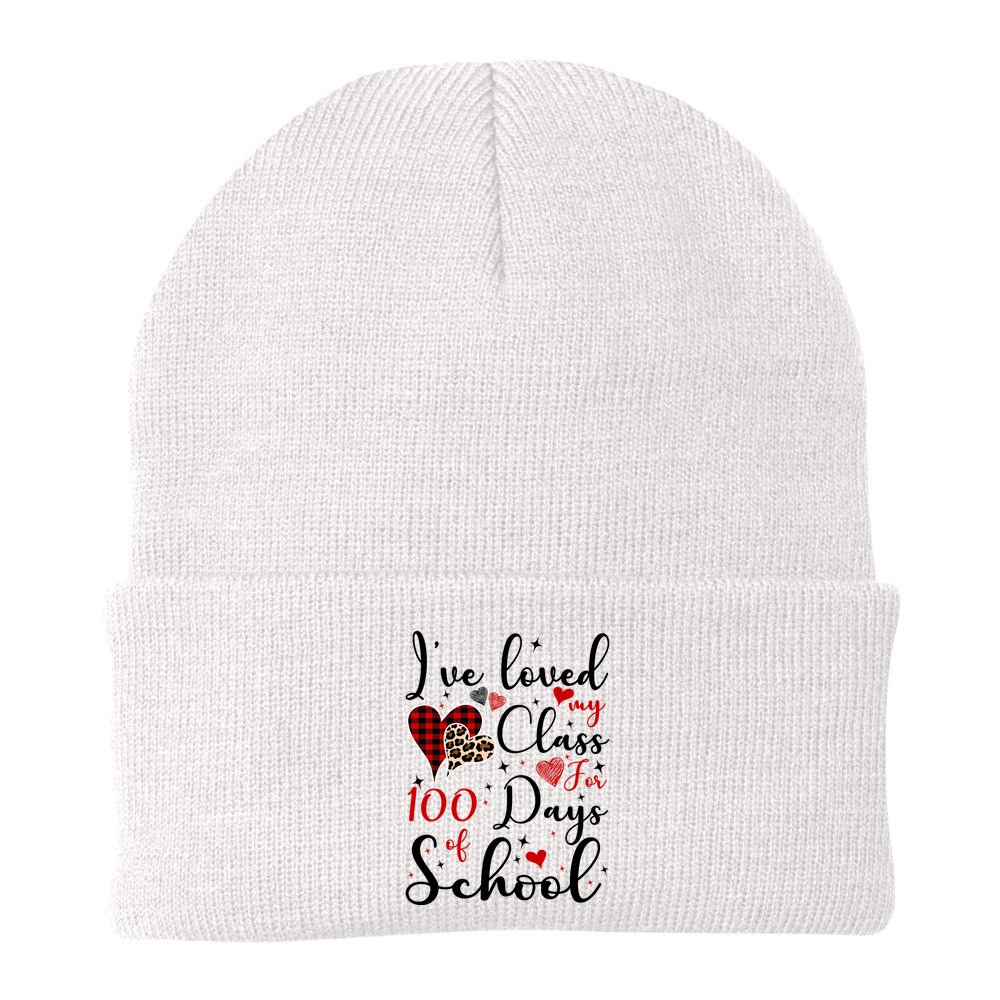 I've Loved My Class For 100 Days Of School Valentine Hearts Beanie