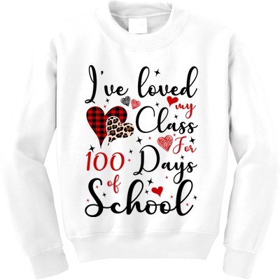 I've Loved My Class For 100 Days Of School Valentine Hearts Kids Sweatshirt