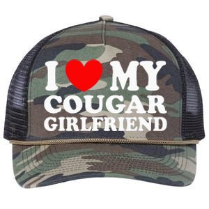 I Love My Cougar Girlfriend I Heart My Cougar Girlfriend Gf Retro Rope Trucker Hat Cap