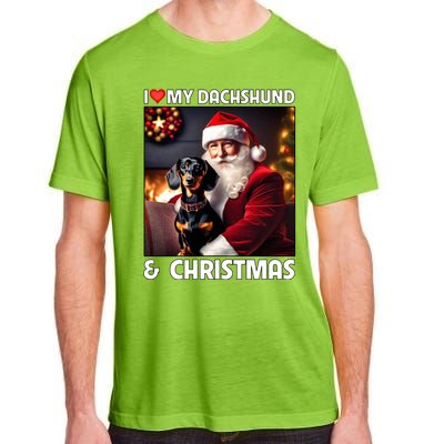 I Love My Dachshund And Christmas Lights Santa Clause Dog Meaningful Gift Adult ChromaSoft Performance T-Shirt