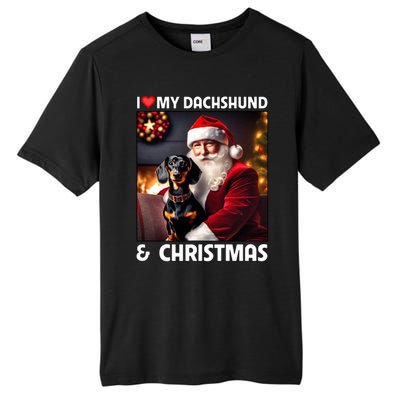 I Love My Dachshund And Christmas Lights Santa Clause Dog Meaningful Gift Tall Fusion ChromaSoft Performance T-Shirt