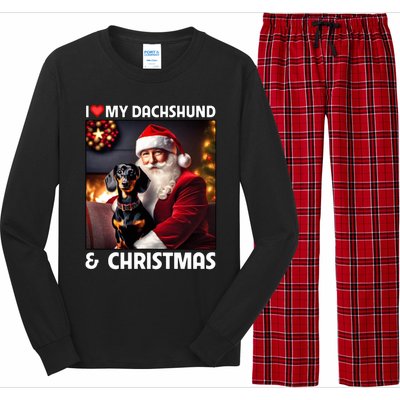 I Love My Dachshund And Christmas Lights Santa Clause Dog Meaningful Gift Long Sleeve Pajama Set