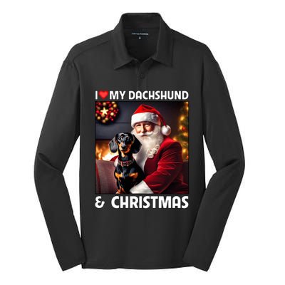 I Love My Dachshund And Christmas Lights Santa Clause Dog Meaningful Gift Silk Touch Performance Long Sleeve Polo