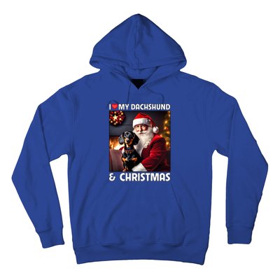 I Love My Dachshund And Christmas Lights Santa Clause Dog Meaningful Gift Hoodie