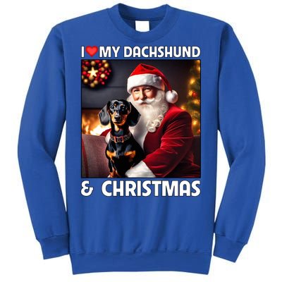 I Love My Dachshund And Christmas Lights Santa Clause Dog Meaningful Gift Sweatshirt