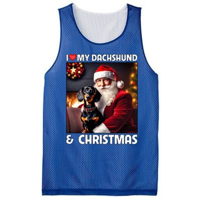 I Love My Dachshund And Christmas Lights Santa Clause Dog Meaningful Gift Mesh Reversible Basketball Jersey Tank