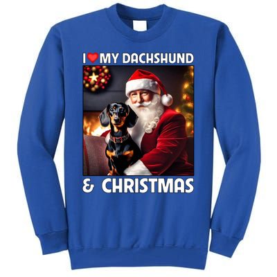 I Love My Dachshund And Christmas Lights Santa Clause Dog Meaningful Gift Tall Sweatshirt