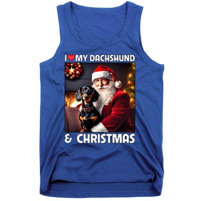 I Love My Dachshund And Christmas Lights Santa Clause Dog Meaningful Gift Tank Top