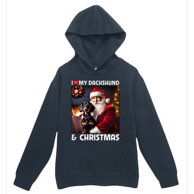 I Love My Dachshund And Christmas Lights Santa Clause Dog Meaningful Gift Urban Pullover Hoodie