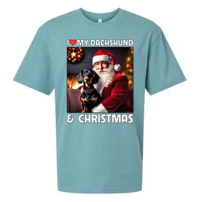 I Love My Dachshund And Christmas Lights Santa Clause Dog Meaningful Gift Sueded Cloud Jersey T-Shirt