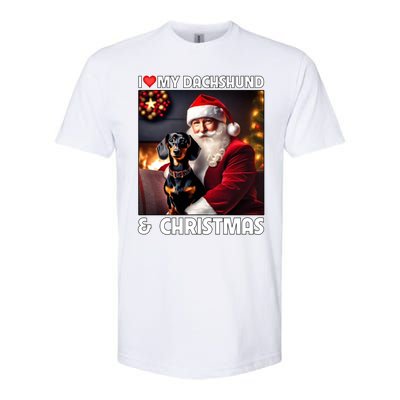 I Love My Dachshund And Christmas Lights Santa Clause Dog Meaningful Gift Softstyle CVC T-Shirt